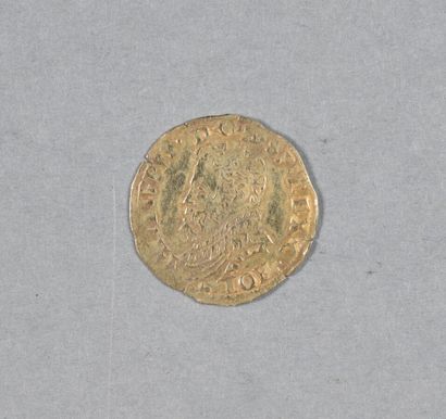  SPANISH LOW COUNTRIES. PHILLIP II of SPAIN (1555-1581): 1/2 REAL in gold struck...
