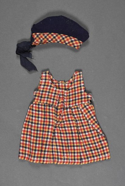 null "The Good Little Devil" red tartan costume set: dress and police cap, stockings...