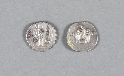  ROME. LOT of 2 silver denarii :republic and VESPASIAN rv COS VII eagle in front,...