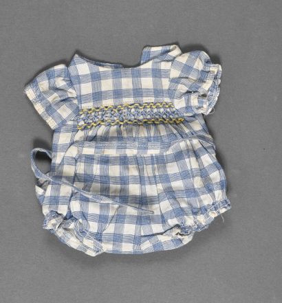 null "Les petits pâtés" (?) a blue and white checked romper, trimmed with smocks....