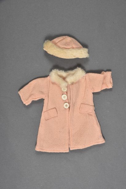 Frimas, pink woolen coat with 3 buttons,...