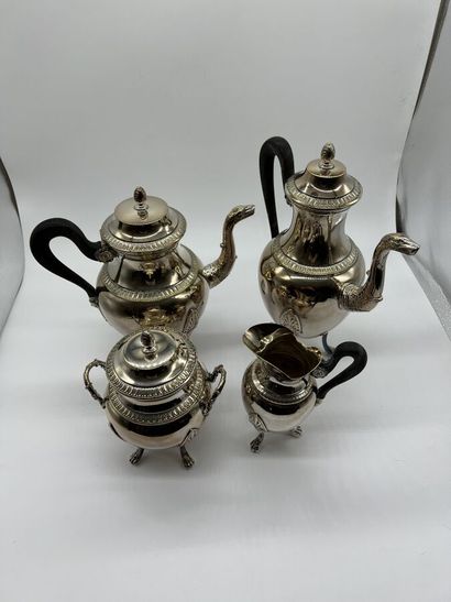 null Service thé-café quatre pièces en métal argenté comprenant deux verseuses, un...