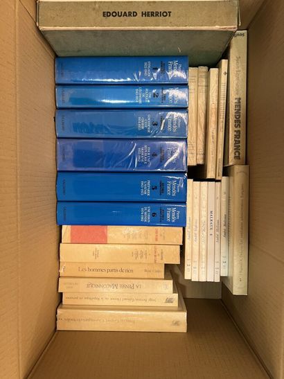 null Lot de livres sur la politique (Malraux, Mendès France, Edouard Herriot) et...