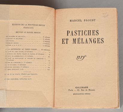 null PROUST Marcel. PASTICHES ET MÉLANGES. PARIS, N. R. F. GALLIMARD, 1942. Un volume,...