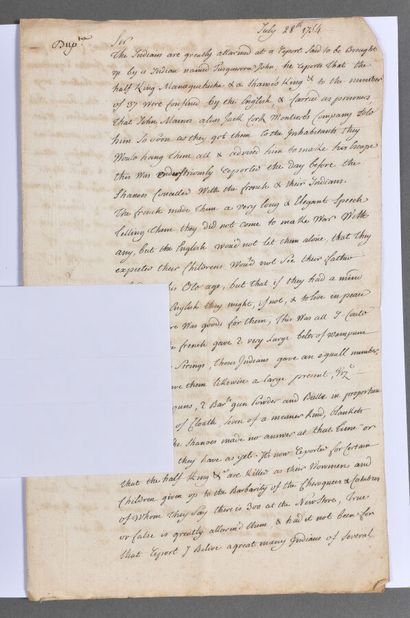 null CANADA. Pièce autographe signée par Joseph PERTHUIS (Québec 1714-1782), négociant,...