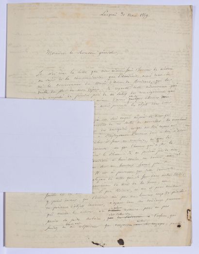null DORDOGNE. Alexis de GOURGUES. Autograph letter (minute with numerous corrections),...
