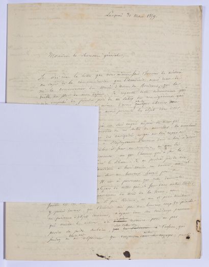 null DORDOGNE. Alexis de GOURGUES. Lettre autographe (minute avec nombreuses corrections),...