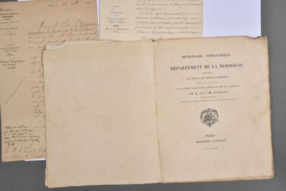 null DORDOGNE. Dictionnaire topographique du département de la Dordogne comprenant...