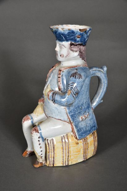 null NORTH.

Anthropomorphic pitcher called Jacquot with polychrome decoration, representing...