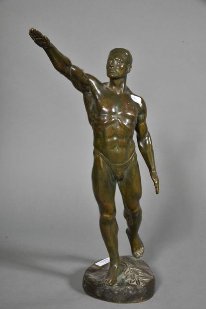 null THORAK Josef (1889-1952). 

L'Athlète, bronze à patine verte. Sculpture de ce...