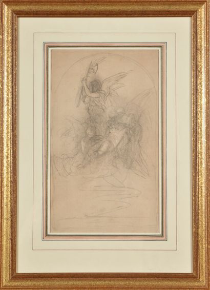 null Attributed to Michel DUMAS (1812-1885).

Study of a biblical subject with archangel.

Black...