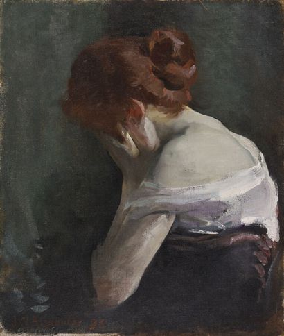 null John White ALEXANDER (1856-1915).

Lumière sur l'épaule, 1895.

Huile sur toile.

Signé...
