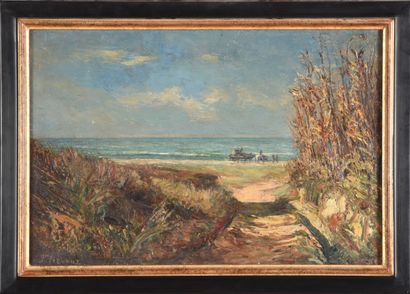 null Joseph TREVOUX (1831-1909).

Chemin menant à la mer.

Huile sur toile.

Signé...
