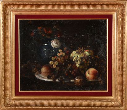 null School of Lyon at the end of the XIXth century.

Still life with flowers and...