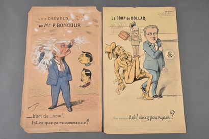 null Émile COHL (1857-1938).

Ensemble de deux dessins :

-Le coup du dollar.

Crayon...