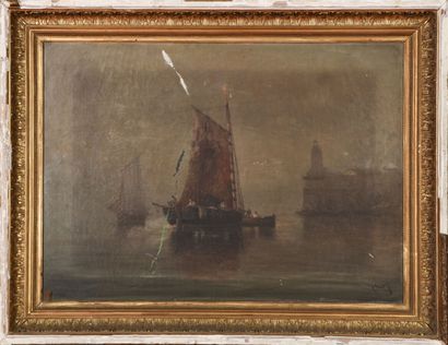 Paul SEIGNON (1820-1890). 
Départ du voilier...