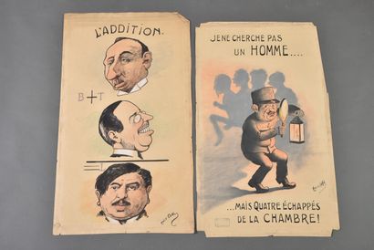 null Émile COHL (1857-1938).

Ensemble de deux dessins :

-L'addition.

Crayon et...