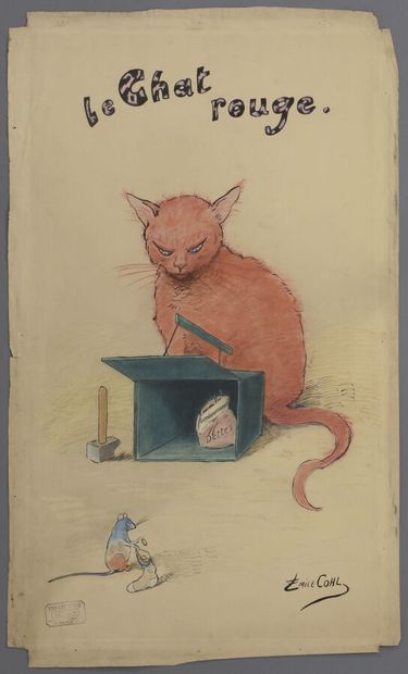 null Émile COHL (1857-1938).

Le chat rouge.

Crayon et encre sur papier.

Signé...