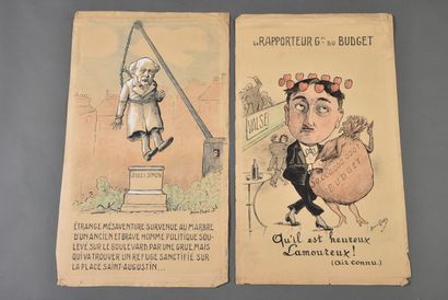null Émile COHL (1857-1938). 

Ensemble de deux dessins :

-Qu'il est heureux Lamoureux.

Crayon...