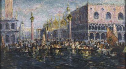 null Ennemond DREVET (1886- ?).

La régate à Venise .

Huile sur carton.

Signé en...