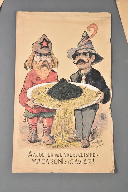 null Émile COHL (1857-1938).

Ensemble de trois dessins :

-Ajouter au livre de cuisine :...