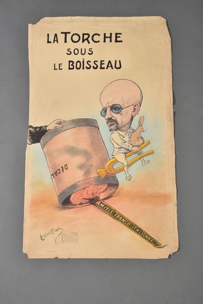 null Émile COHL (1857-1938). 

La torche sous le boisseau.

Crayon et encre sur papier.

Signé...