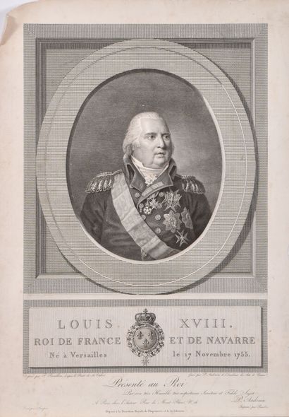  VARIA PORTRAITS 
Lot de 3 portraits royaux de Louis XVII, Louis XVIII et Louis Philippe...