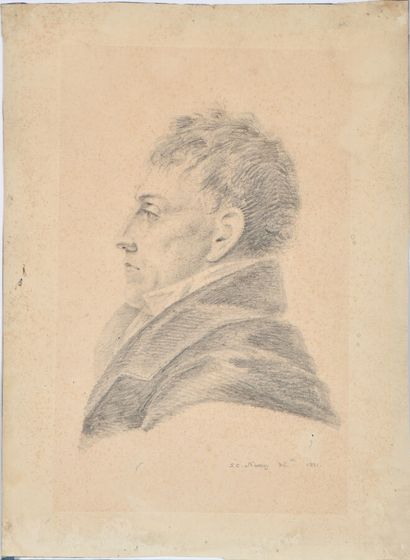 null S.C. NATTHEY (école française du XIXème siècle).

Portrait d'homme de profil,...