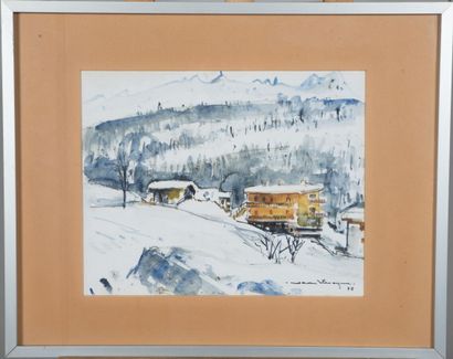  Jean Lavagna, 
Paysage de neige. 
1978 
Technique mixte sur papier. 
A vue 31 x...