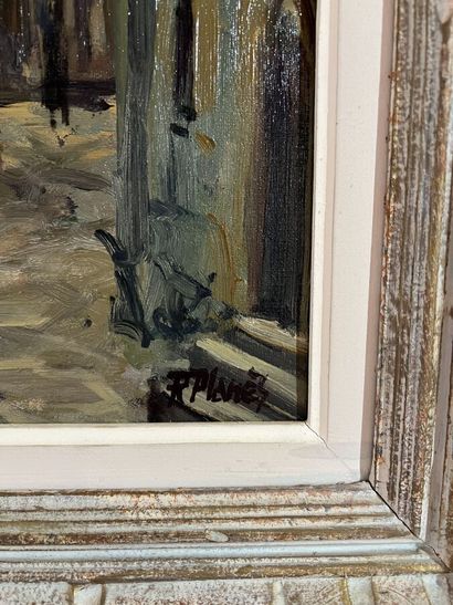  Ensemble de deux tableaux de PLANES Robert (XXème siècle) 
 
La maison aux géraniums,...
