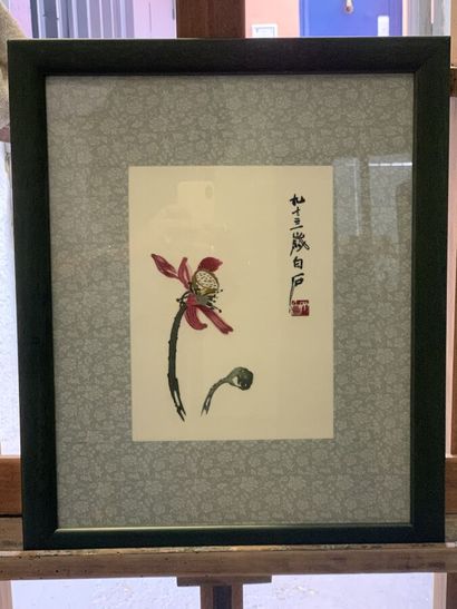 null Qi Bai Shi (1863-1957), d'après

Fleur exotique

Reproduction sur soie

A vue...