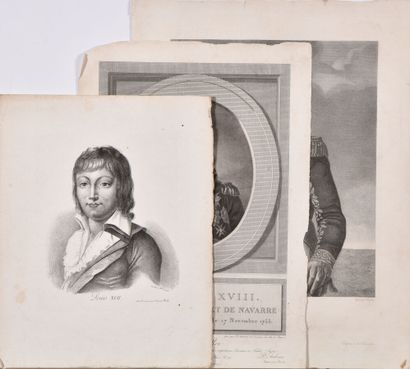  VARIA PORTRAITS 
Lot de 3 portraits royaux de Louis XVII, Louis XVIII et Louis Philippe...