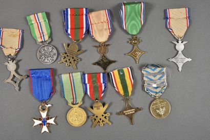 null France. Médailles d'Anciens Combattants diverses, lot de 11.