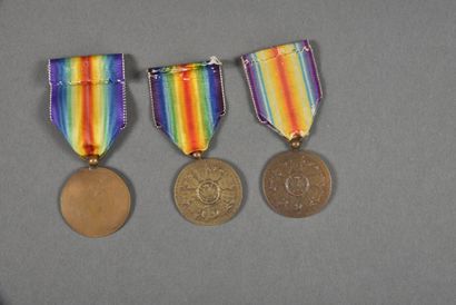 null Belgique. Médaille Interalliée (1) et uniface (2), lot de 3.