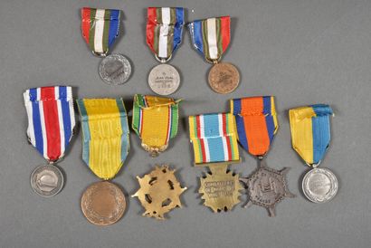 null France. Médailles d'Anciens Militaires diverses, lot de 9.