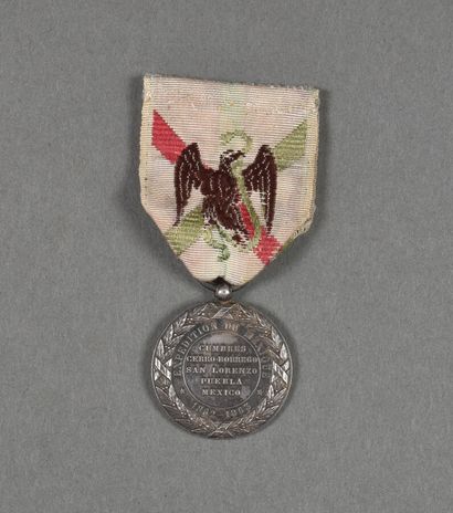 null France. Medal of Mexico 1862, signed, E. Falot, with ribbon variant wider 38mm),...