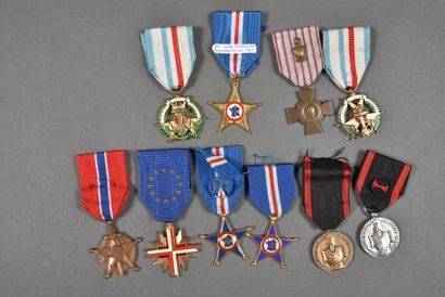 null France. Médailles d'Anciens Combattants diverses, lot de 10.