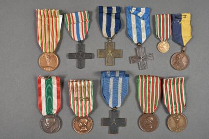 Italie. 1°Guerre, Croix et médailles, lot...