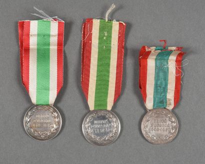 null France. Médaille de l'unité Italienne 1848/1870, variantes, lot de 3.