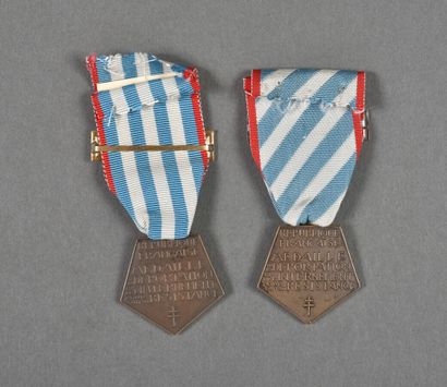 null France. Médaille des Déportés, Internés, politiques et résistants, lot de 2...