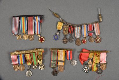 null France. Barrettes et chainettes de médailles militaires en réductions, lot de...