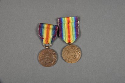 null France. Interallied Victory Medal, signed Pautot Mattéi, set of 2.