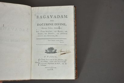 null [FOUCHER D'ASSONVILLE]. BAGAVADAM OU DOCTRINE DIVINE, ouvrage Indien, canonique...