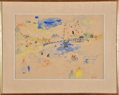 null Jean FUSARO (Né en 1925).

Le pont de la gare (Sète), 1957.

Aquarelle sur papier.

Signé...