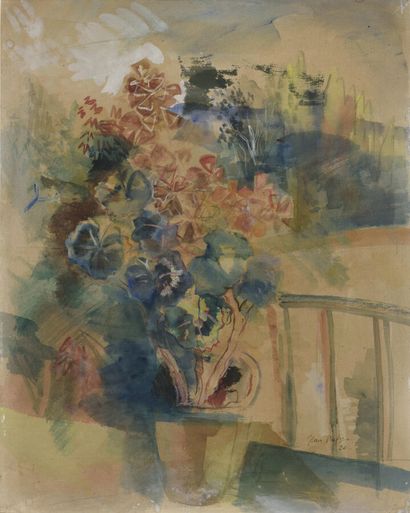 null Jean DUFY (1888-1964).

Nature morte à la plante fleurie, 1924.

Aquarelle sur...