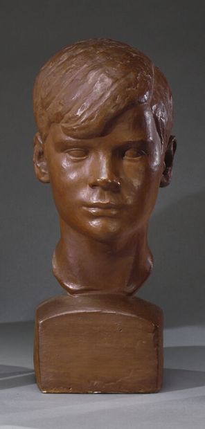 null Claudius LINOSSIER (1893 - 1953) 

" Portrait de jeune homme ". Épreuve en plâtre...