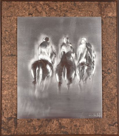 null Mick MICHEYL (1922-2019).

The three riders.

Abraded chrome and nickel steel.

Signed...