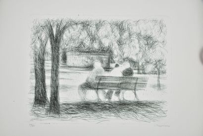 null Jacques TRUPHEMUS (1922-2017).

On the bench, place Bellecour.

Lithograph on...