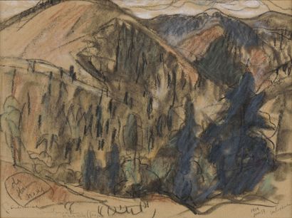 null Pierre COMBET-DESCOMBES (1885-1966).

The mountains, 1928.

Charcoal and pastel...