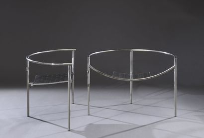null Pair of armchairs " Doctor Sonderbar " by P.Starck, edition XO, chromed steel...